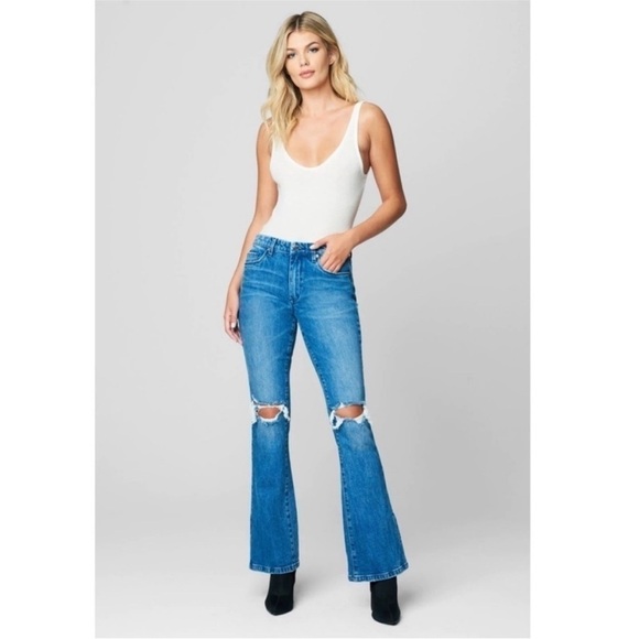 Blank NYC‎ Jeans Womens 31 Blue Flare High Rise Western Festival Medium Denim - Picture 1 of 16